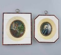 Zwei Miniaturmalereien auf Elfenbeinplatte - 1x ovales Porträt des Komponisten Richard Wagner,