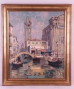 Unbekannt - Venedig,Blick vom Kanal auf die St.Barnaba-Kirche in Dorsoduro und den dahinter