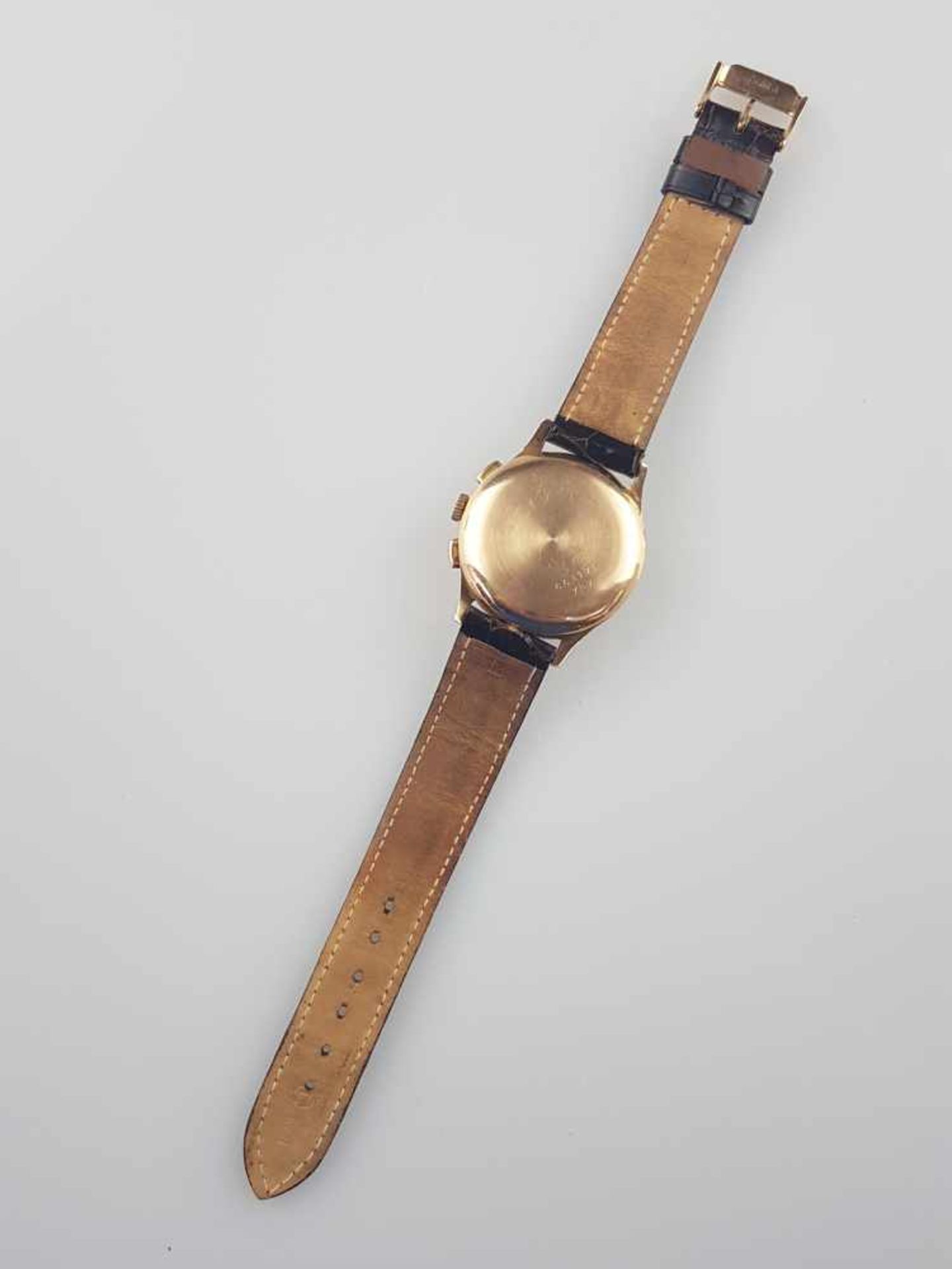Herrenarmbanduhr - Breitling Schaltrad-Chronograph in Gelbgold 750/000, 1940-50er Jahre, Gehäuse, - Bild 4 aus 7