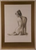 Manzano, Virginie (geb. 1950 Spanien) - Rückenansicht eines sitzenden weiblichen Aktes,