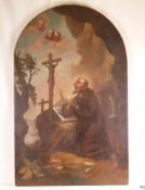 Kirchenmaler -um 1800- Hl. Franziskus betend in einer Felsnische am Monte Alverna, Öl auf