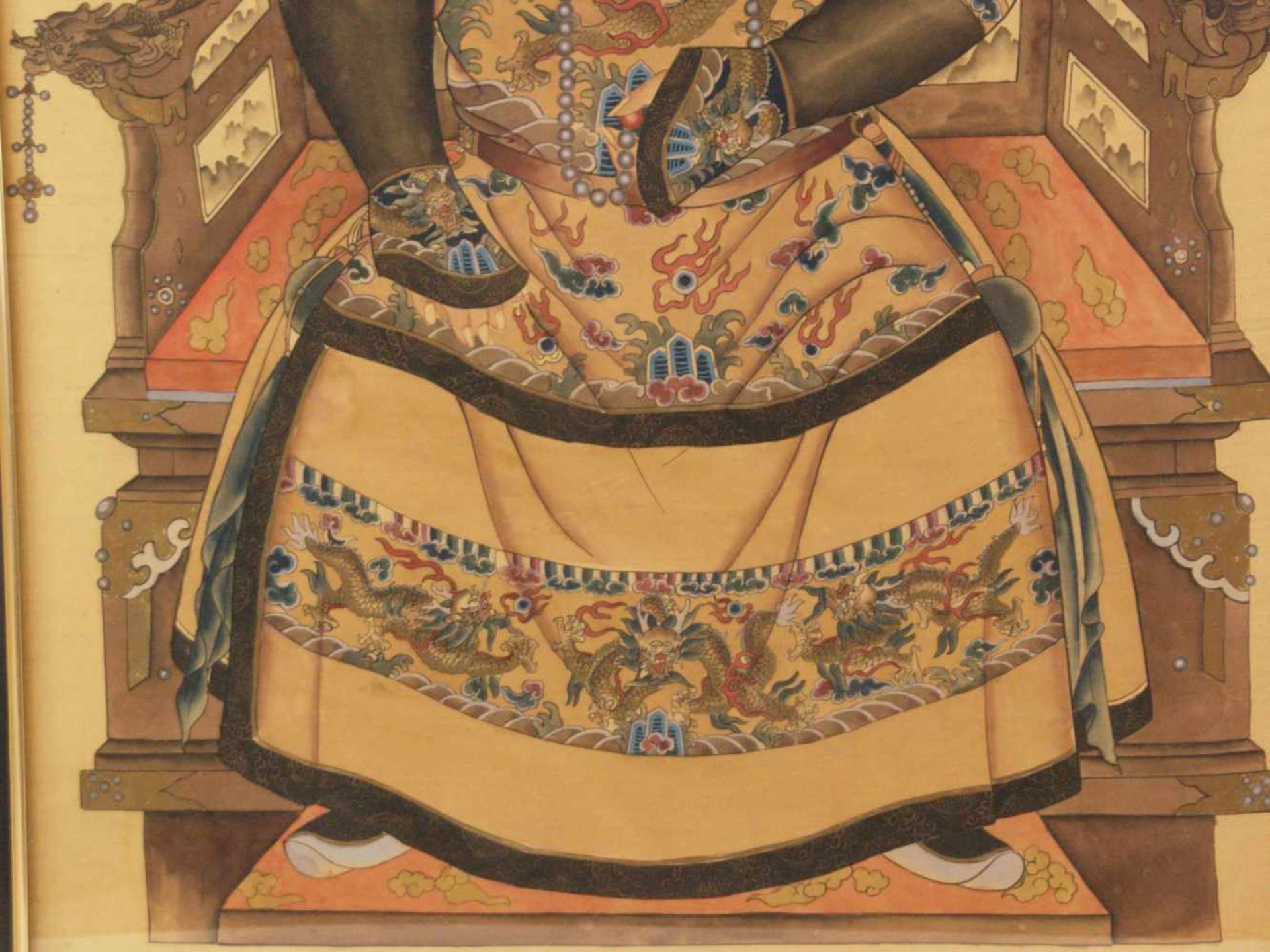 Kaiserliches Porträt/Ahnenbild - Kaiser Kangxi (1654-1722/Regierungszeit 1662-1722), Farbe auf - Bild 4 aus 4