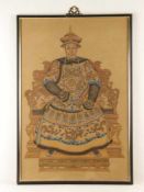 Kaiserliches Porträt/Ahnenbild - Kaiser Qianlong (1711-1799/Regierungszeit 1735-1796), Farbe auf