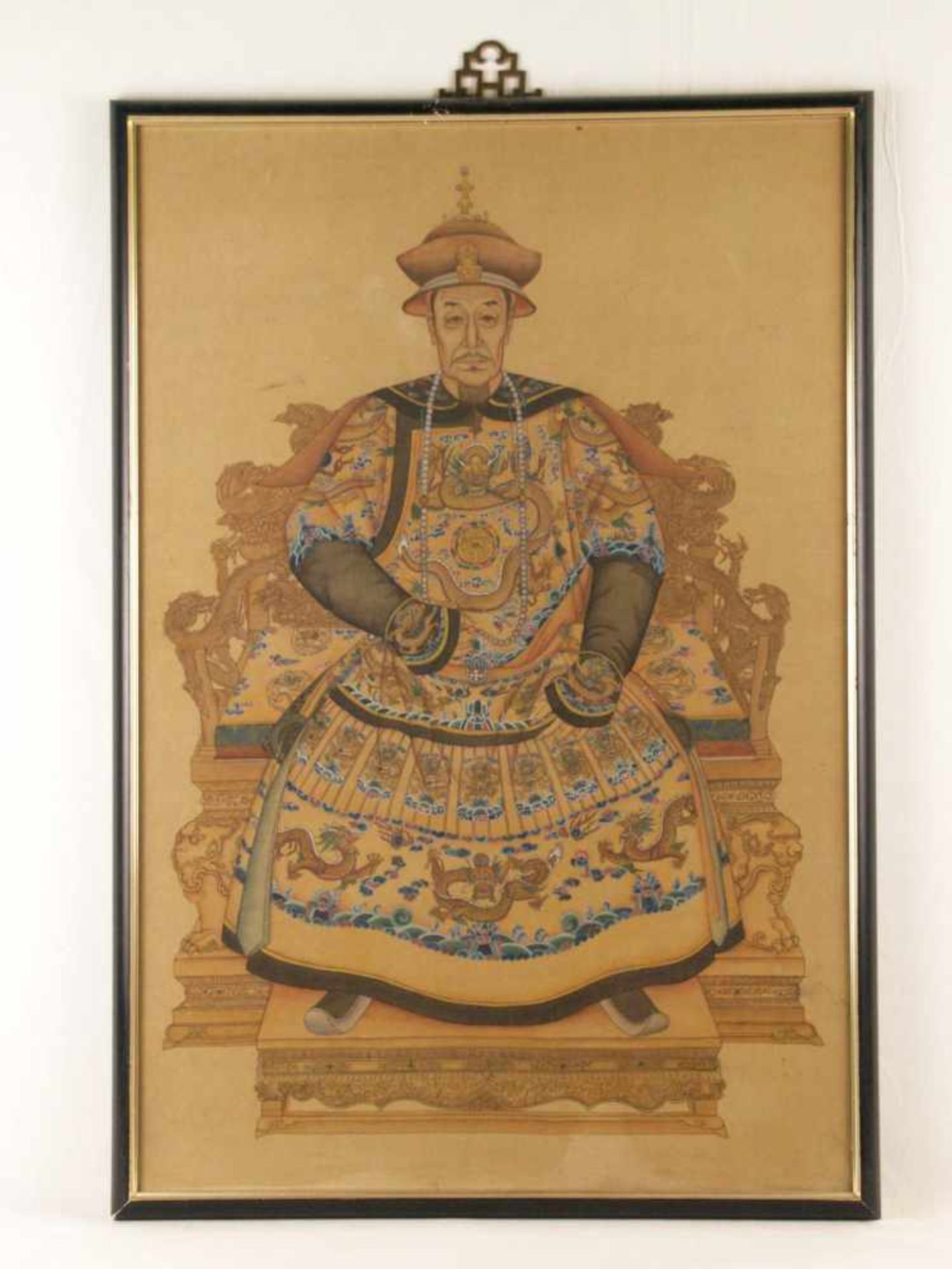 Kaiserliches Porträt/Ahnenbild - Kaiser Qianlong (1711-1799/Regierungszeit 1735-1796), Farbe auf