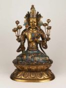 Sitatara (Weiße Tara) - Tibet/China,Cloisonné-Dekor, die Göttin thront im Padmasana auf dem