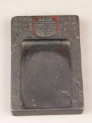 Tuschereibstein - China, rechteckige Form ca.13,5x9x2cm,schwarzer Stein, eingeritzte und reliefierte