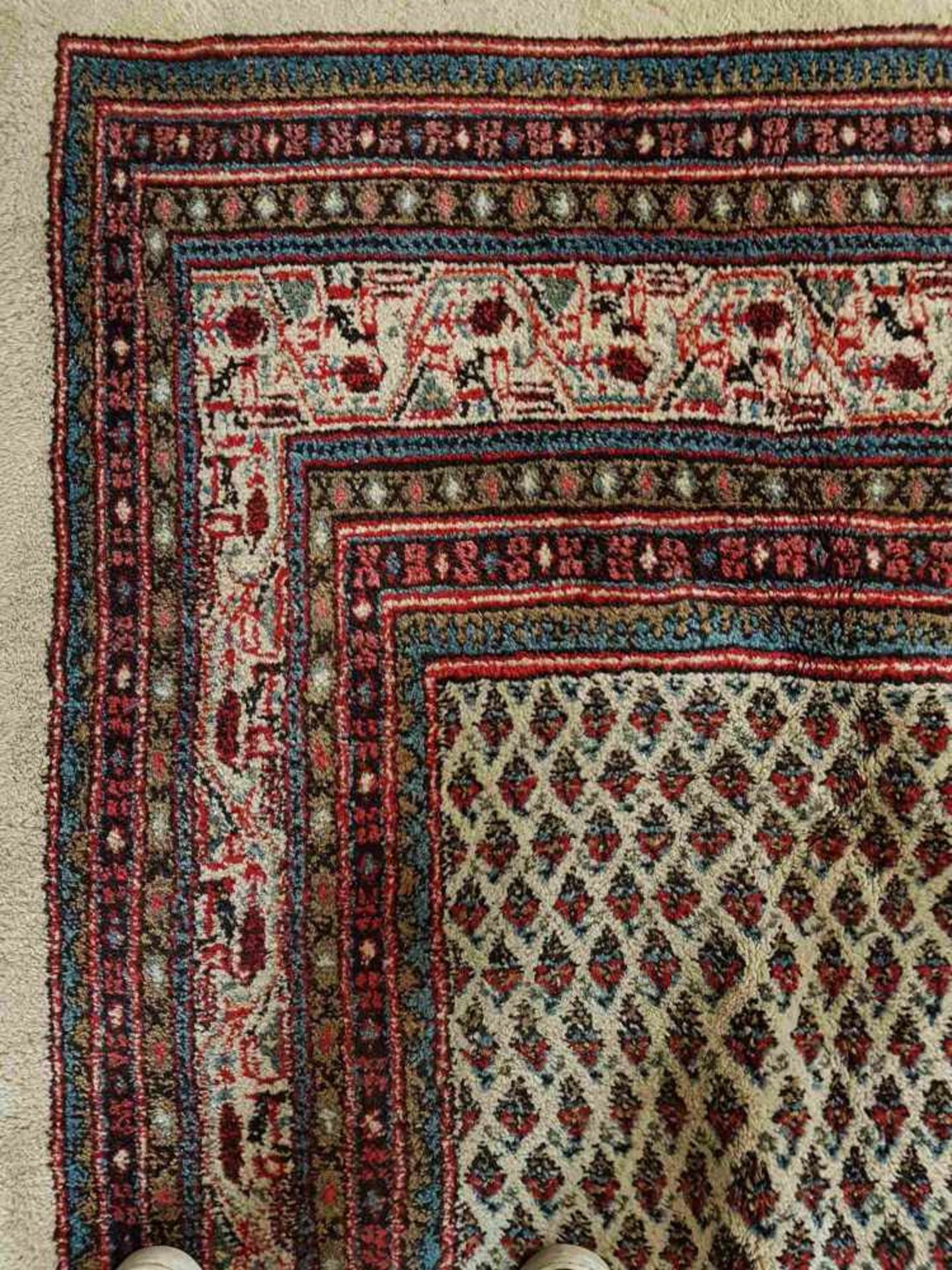Orientteppich - Mir, Wolle, weißgrundig, ornamentales Muster, diverse Mehrfachborten,Großformat: - Image 3 of 6