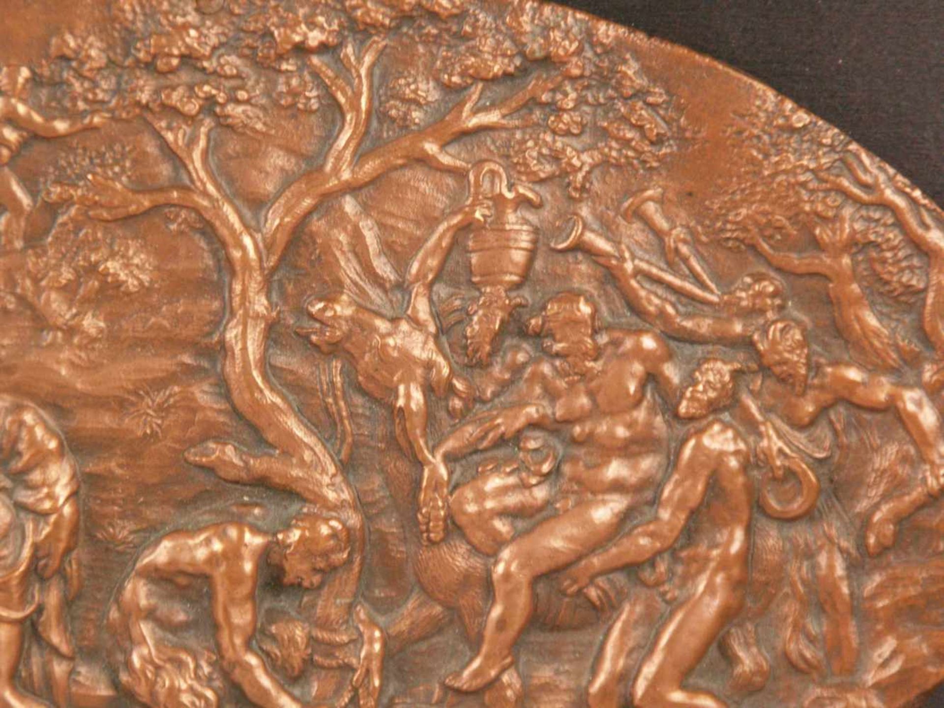 Ovale Reliefplakette "Bacchanal" - Kupfer bzw. Kupferbronze,aus mehreren Einzelszenen komponiertes - Bild 4 aus 5