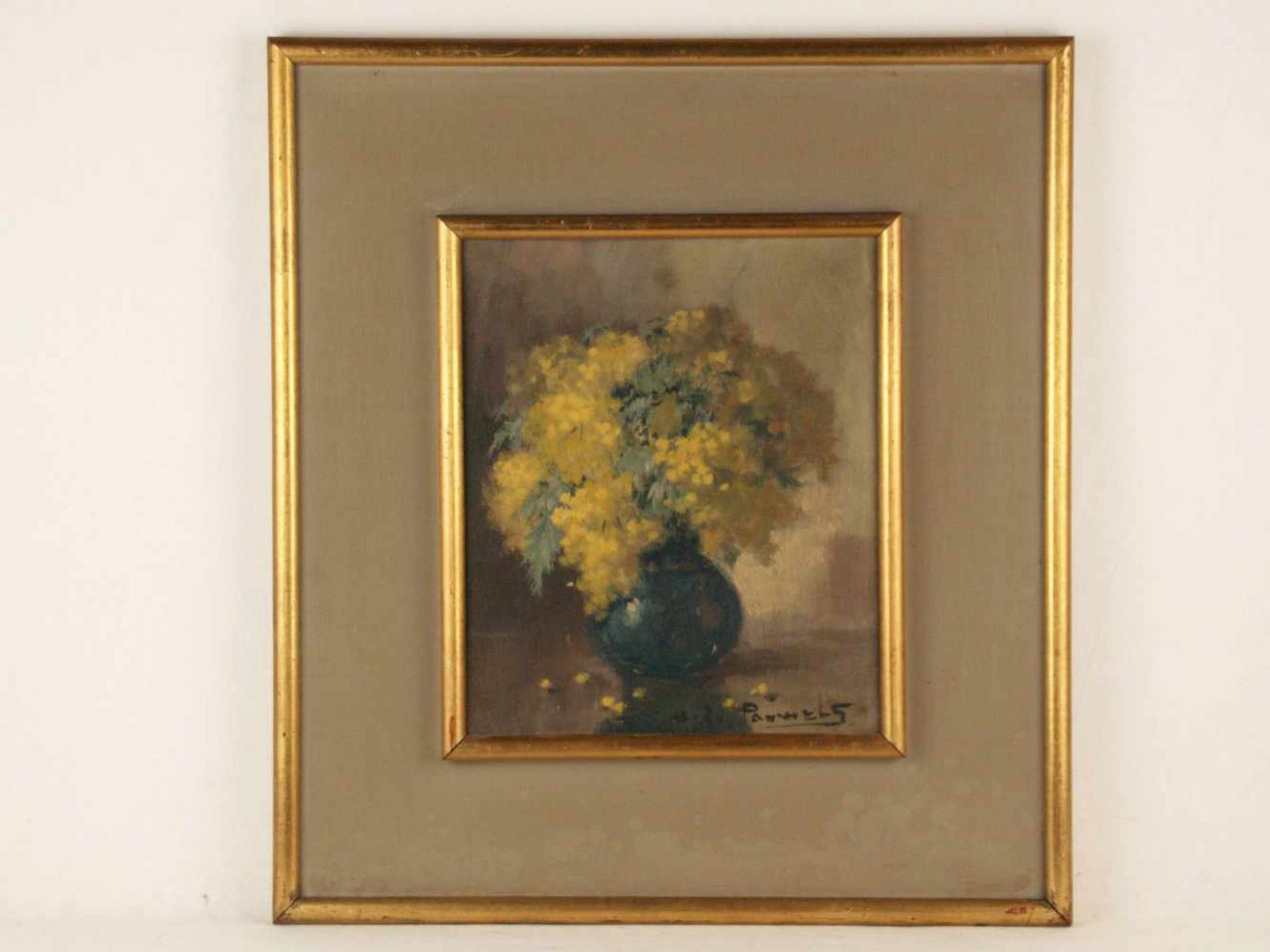 Pauwels, Henri Joseph (1903-1983, belgischer Maler) - Stillleben mit gelben Mimosen, Öl auf - Bild 2 aus 4