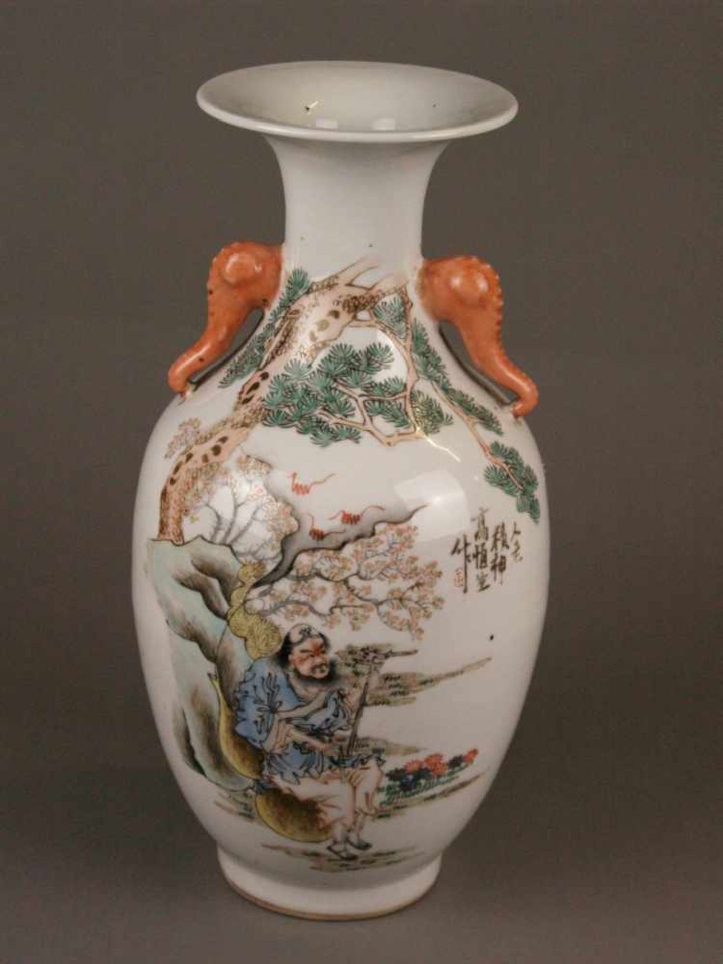 Balustervase - China,Porzellan mit polychromer Emailmalerei,schauseitig der Unsterbliche Li