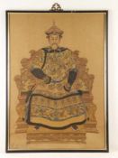 Kaiserliches Porträt/Ahnenbild - Kaiser Yongzheng (1678-1735/Regierungszeit 1723-1735), Farbe auf