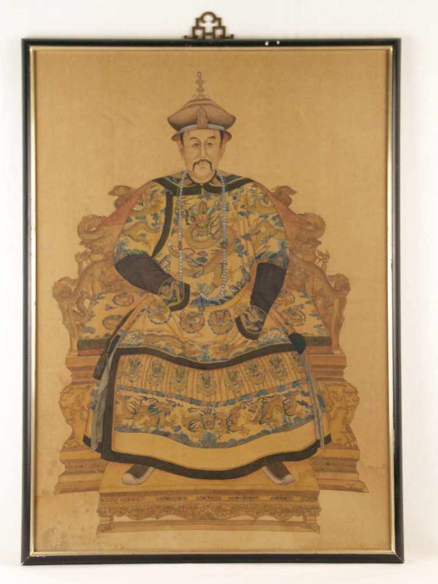 Kaiserliches Porträt/Ahnenbild - Kaiser Yongzheng (1678-1735/Regierungszeit 1723-1735), Farbe auf