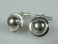 Paar Manschettenknöpfe mit Pyrit - Kippknebel, 925er Silber. Durchmesser: ca.15,1mm, Gewicht: ca.