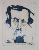 Janssen, Horst (1929-1995) - "Edgar Allan Poe", Farblithographie, unten rechts in Blei