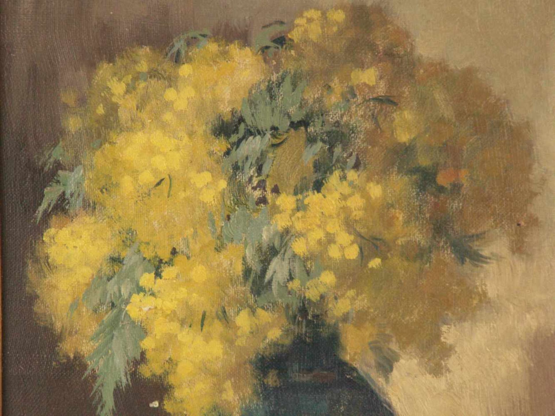 Pauwels, Henri Joseph (1903-1983, belgischer Maler) - Stillleben mit gelben Mimosen, Öl auf - Bild 3 aus 4
