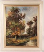 Van Ed, Ingeborg Prescher (geb. 1926, Ottendorf-Okrilla bei Dresden) - "Herbst-Bäume", Öl auf