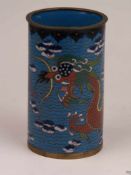 Pinselgefäß/ Cloisonné-Vase - China,wohl späte Qing-Dynastie, Messing mit polychromem Cloisonné-