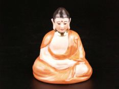 Porzellanfigur "Buddha" - Hoechst, blaue Radmarke, vollplastische Darstellung im Meditationssitz,