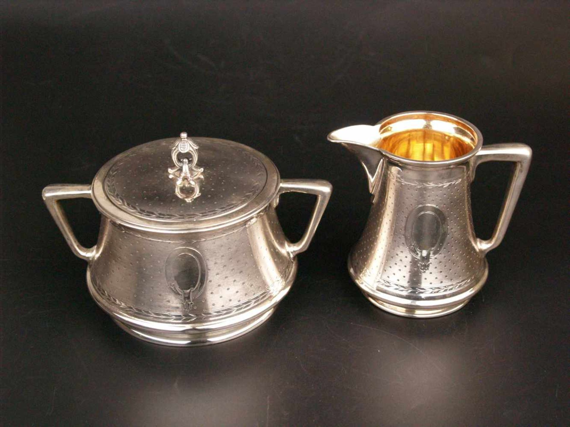 Kaffee-/Teeset Koch & Bergfeld - Silber, innen teilweise vergoldet, 1x gestempelt 800 mit Punze - Bild 10 aus 13