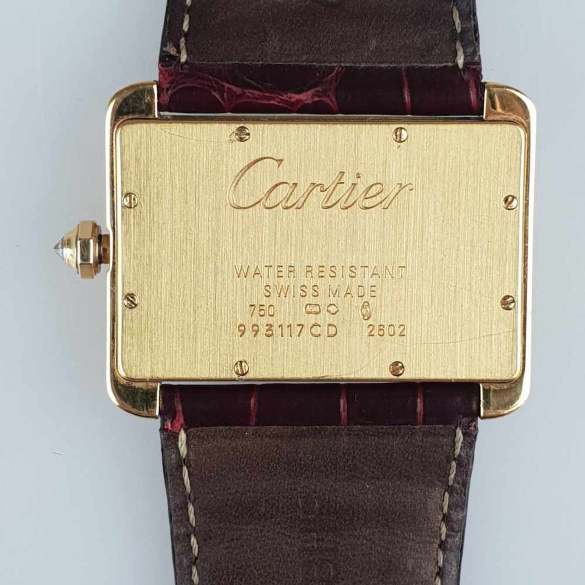Luxuriöse Cartier-Armbanduhr - Cartier Tank Divan XL, Ref.2602, 18Kt-Gelbgold, ca. 38mm x 30mm, - Bild 7 aus 8