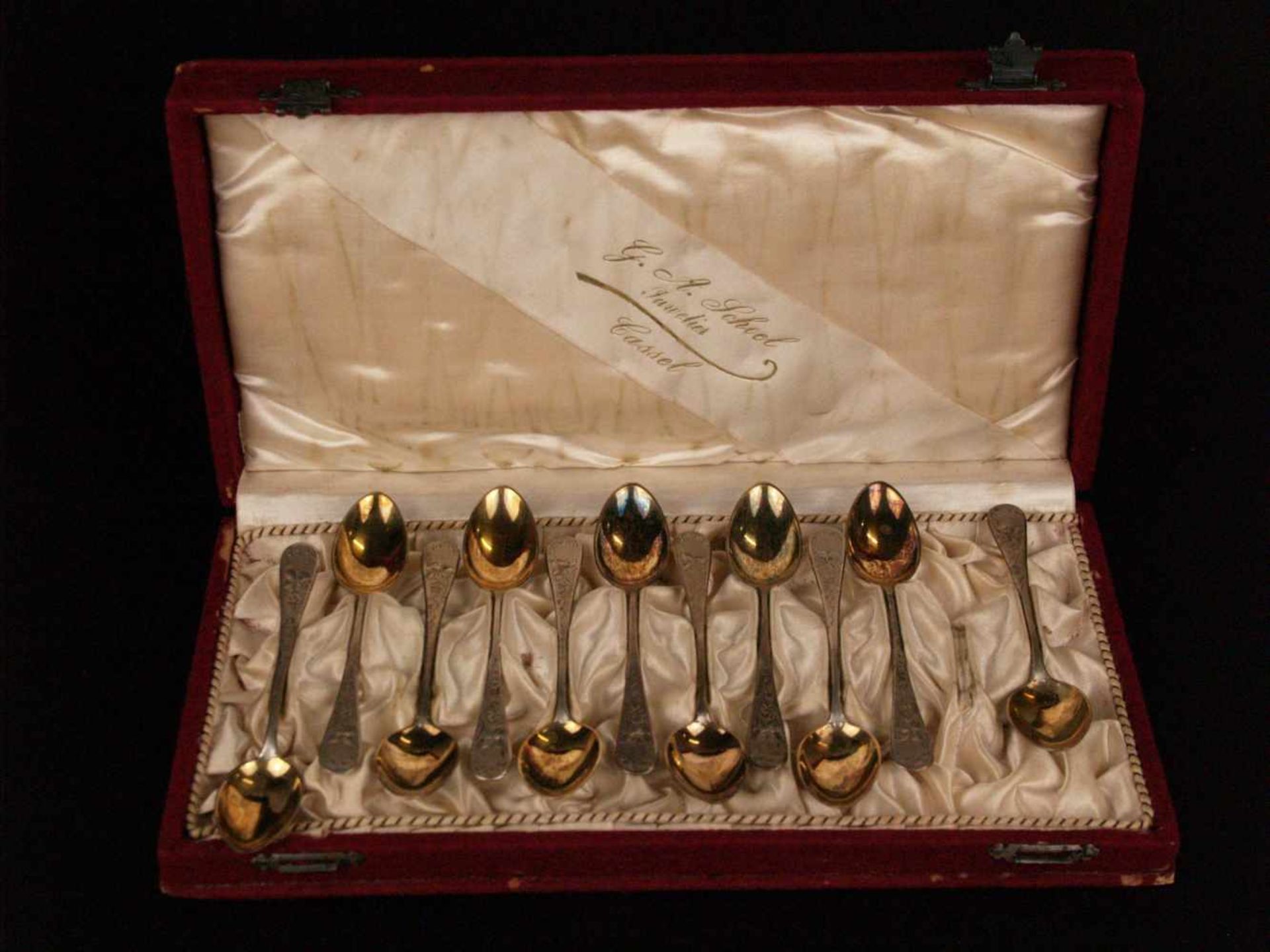 11 Mokkalöffel - 800er Silber, gepunzt mit Halbmond und Krone, Koch & Bergfeld, Bremen, Griffe mit