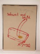 Droese, Felix (geb. 1950) - "Schild und Schwert", 1992, Offsetlithographie, oben rechts signiert,