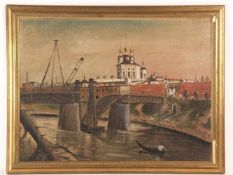 Unbekannt - "Smolensk", um 1900, Öl auf Leinwand, unsigniert, Flusslandschaft mit Blick auf