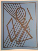 Domela, César (1900 Amsterdam - 1992 Paris) - Komposition auf blauem Grund, Linolschnitt auf Papier,