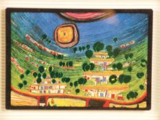Hundertwasser, Friedensreich (1928 - 2000)- "Die Häuser hängen an der Unterseite der Wiesen",