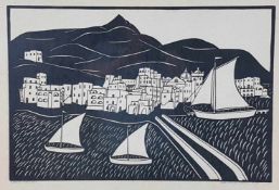 Mascolo, Aniellantonio (1903-Ischia-1979) - "Ischia vista dal Castello", Holzschnitt, unten links