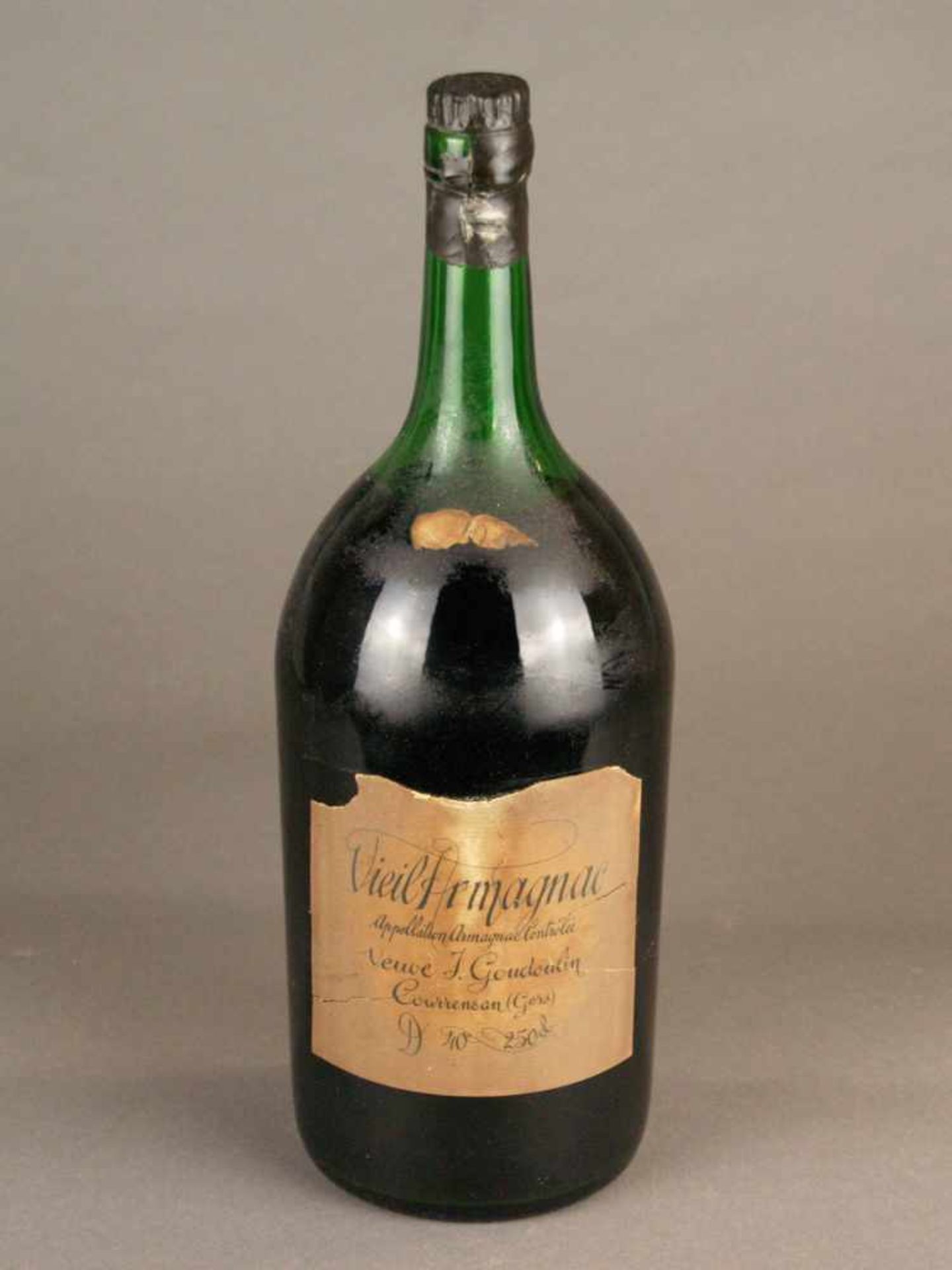 Armagnac - Vieil Armagnac, Veuve J. Goudoulin, 2,5 Liter, 40%, unverkostet, Alter um 1929, in