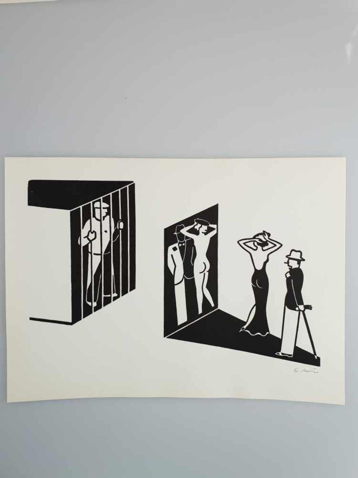 Arntz, Gerd (1900 Remscheid - 1988 Den Haag) - Bespiegelung I (1932), Linolschnitt auf Vergé-Papier,