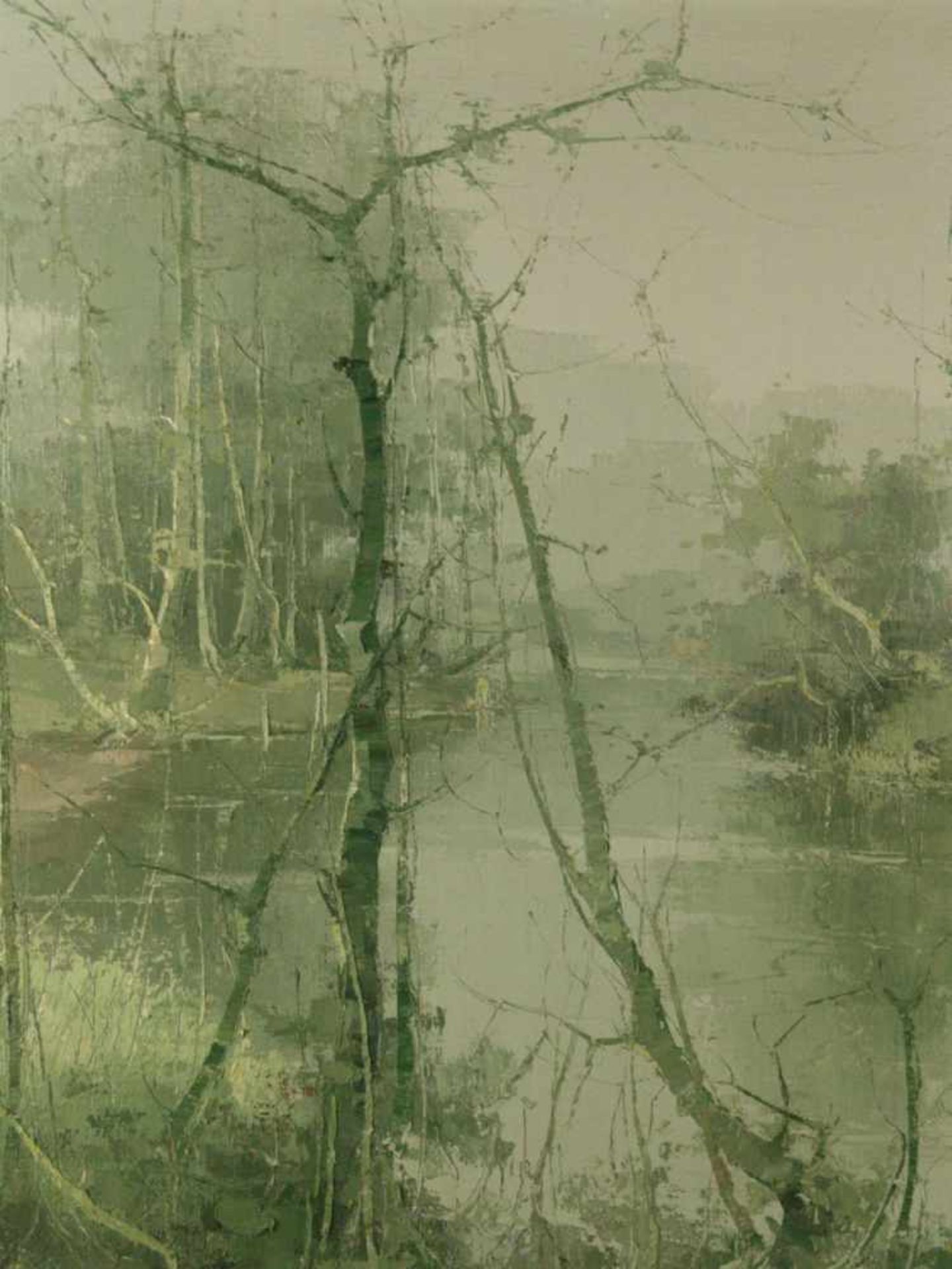 Gnocchi, Franco (geb. 1945 Gallarate, Norditalien)- "Verde", Waldlandschaft mit Fluss in grünen - Bild 2 aus 7