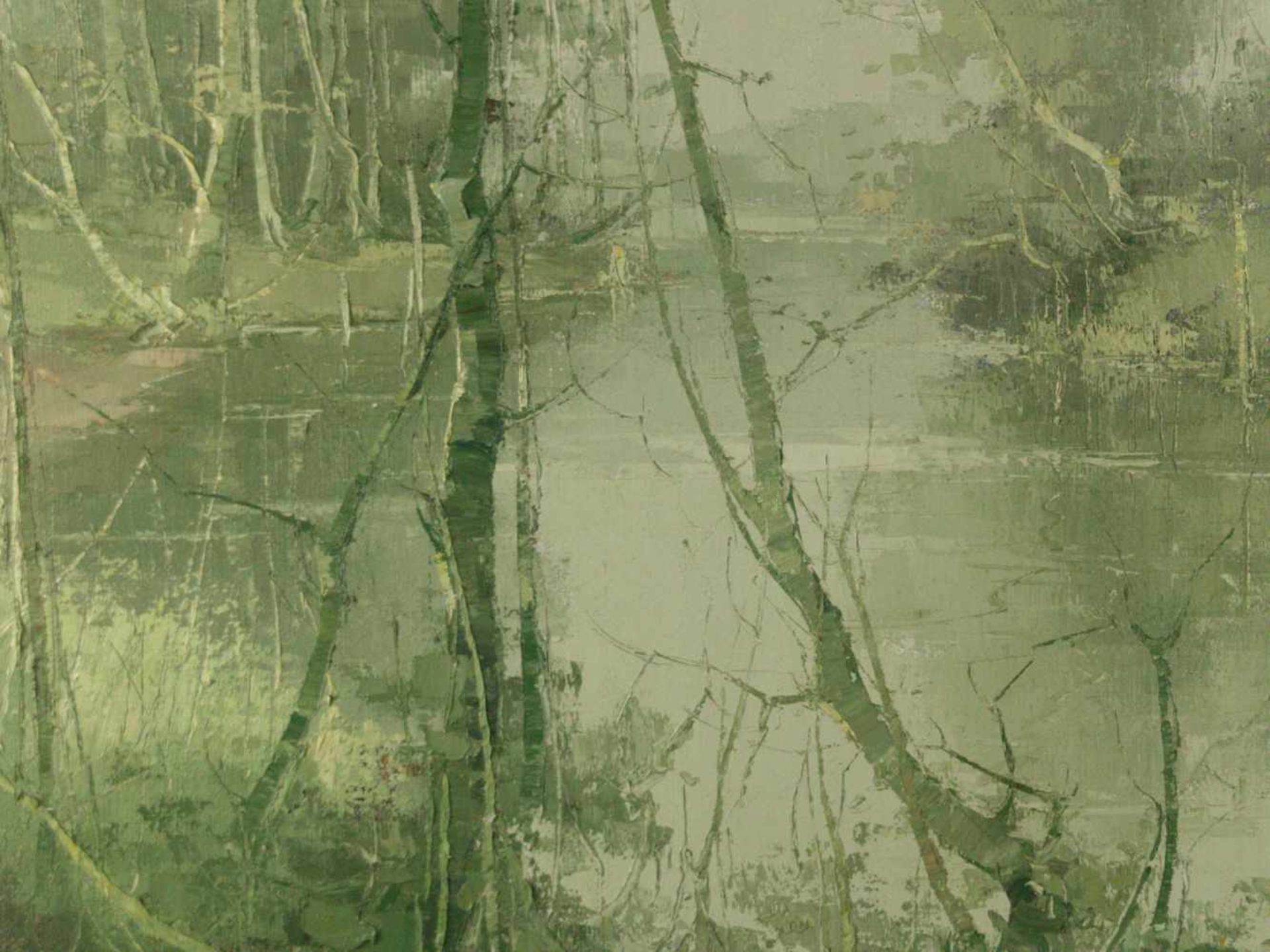 Gnocchi, Franco (geb. 1945 Gallarate, Norditalien)- "Verde", Waldlandschaft mit Fluss in grünen - Bild 4 aus 7