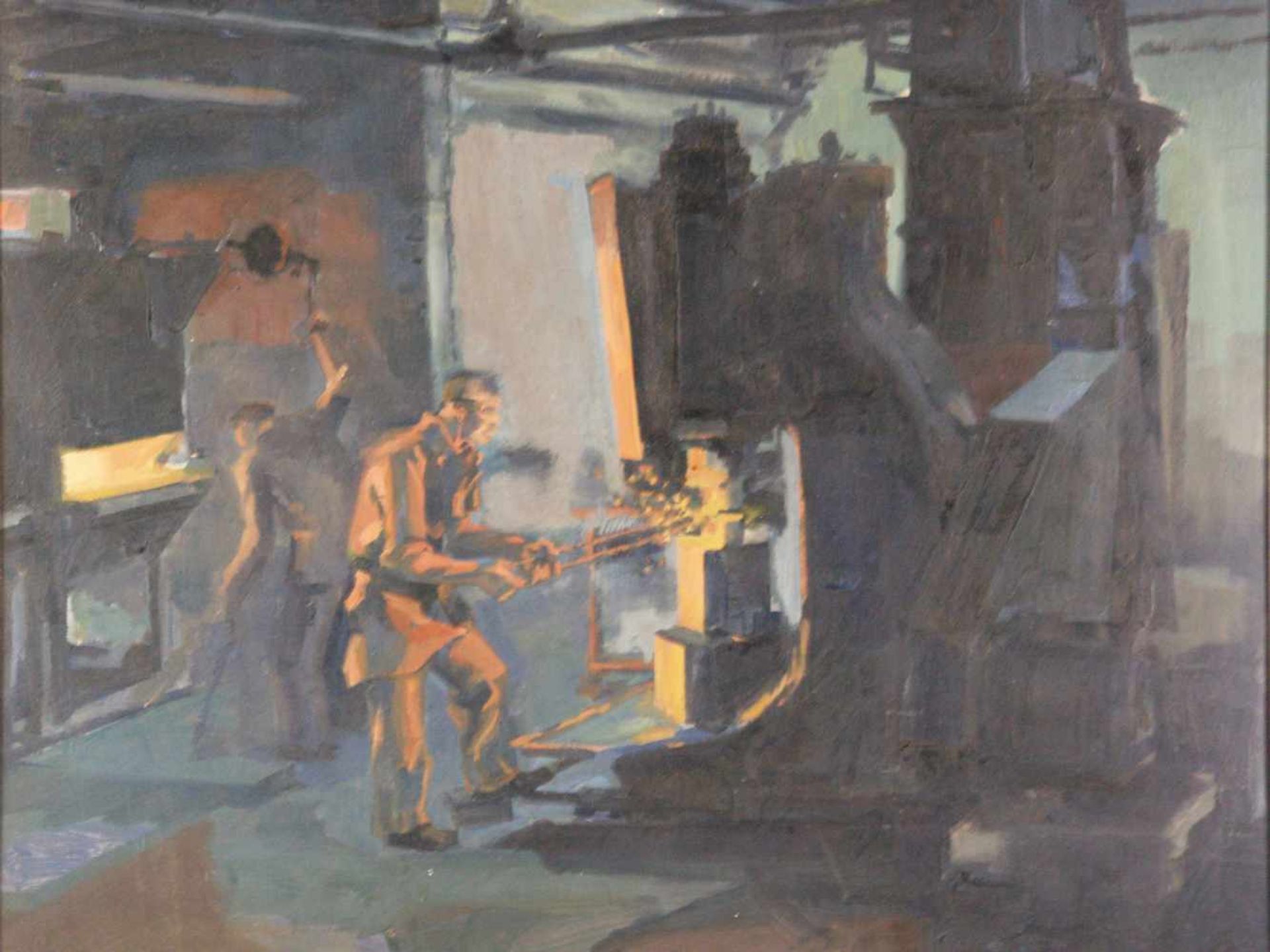 Fricke, Helmut (1886-1966) - "In der Hammerschmiede", Öl auf Faserplatte, unten rechts signiert - Bild 2 aus 7