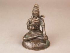 Mahayogi Shiva/ Daksina-Murti - Bronzeguss, Darstellung in sitzender Haltung auf Tigerfell über