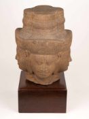 Vierköpfiger Brahma - Steinguss, in der Art der Khmer-Kunst (Kambodscha, Angkor-Periode, Koh Ker-