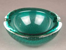 Ascher Murano - Klarglas, grün unterfangen, Luftblasendekor, leichte Gebrauchsspuren, HxD:ca.6x14,