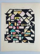Olderock,Max (1895 -Hamburg- 1972) - Geometrische Komposition, Holzschnitt und Aquarellfarbe auf