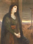 Unbekannt -19.Jh.- Trauernde Maria Magdalena am Fuße des Kreuzes, Öl auf Leinwand, doubliert, rechts