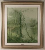 Gnocchi, Franco (geb. 1945 Gallarate, Norditalien)- "Verde", Waldlandschaft mit Fluss in grünen