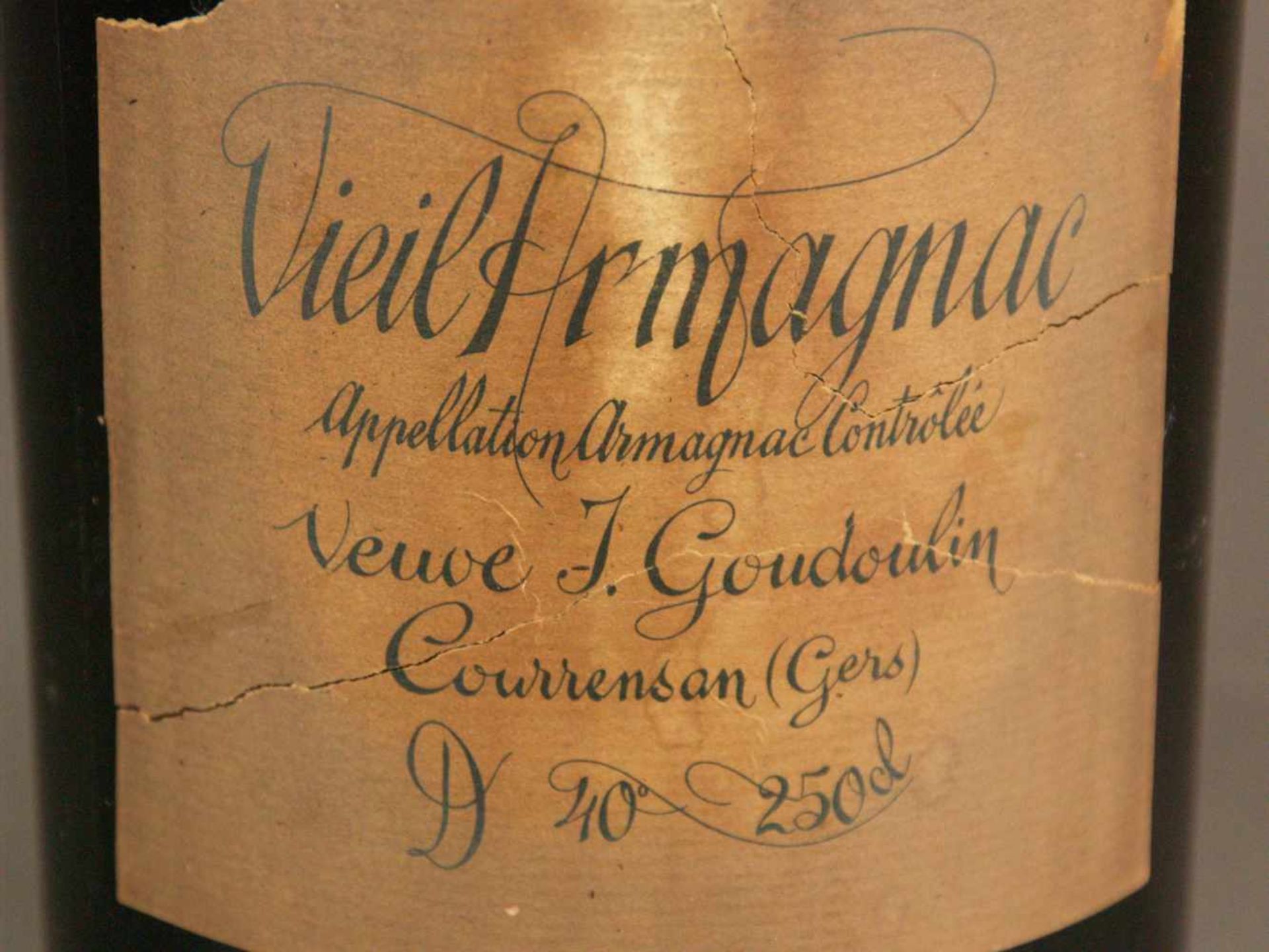 Armagnac - Vieil Armagnac, Veuve J. Goudoulin, 2,5 Liter, 40%, unverkostet, Alter um 1929, in - Bild 4 aus 5