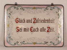 Emailschild "Glück und Zufriedenheit Sei mit Euch alle Zeit" - rechteckiges Schild, gewölbt,