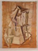 Leber, A. - Kubistisches Portrait, Öl auf Leinwand, unten rechts signiert, stockfleckig, ca.80x60cm,