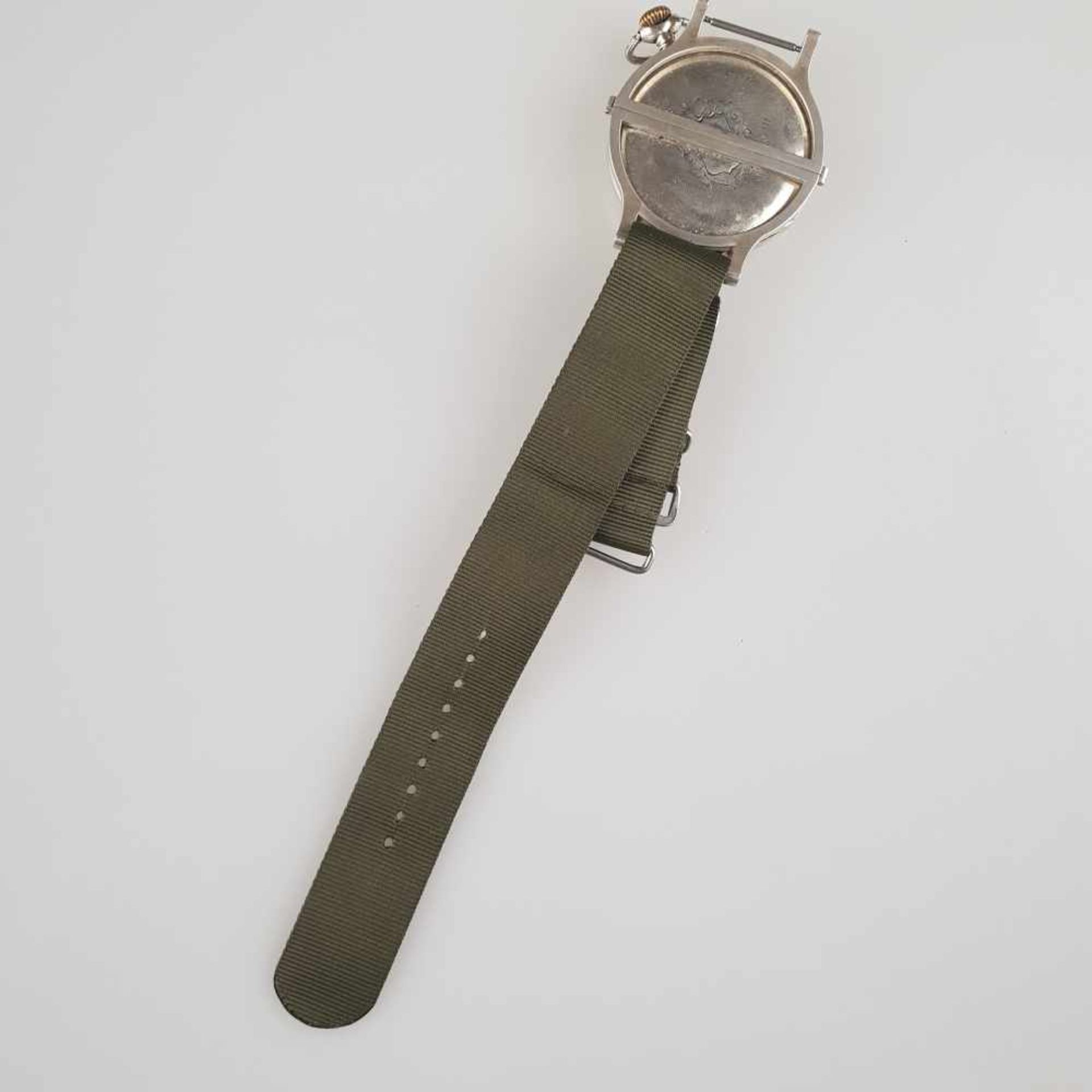 Taschenuhr mit Armband - Longines Werk, Silbergehäuse, weißes Emailzifferblatt mit arabischen Zahlen - Bild 4 aus 4