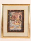 Miniaturmalerei im Moghul-Stil - "Akbars Reise nach Agra", Indien/Persien, feine polychrome