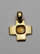 POMELLATO-Kreuzanhänger - Gelbgold 750/000, griechisches Kreuz, mittig sehr heller Citrincabochon,