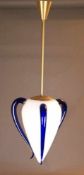 Deckenlampe - wohl Murano, 20.Jh., Messinggestell, Schirm aus weißem Opalglas mit aufgelegten