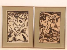 Zeitner, Herbert (1900 Coburg - 1988 Lüneburg) - 2 Holzschnitte, 1920, 1x "Adam und Eva beim