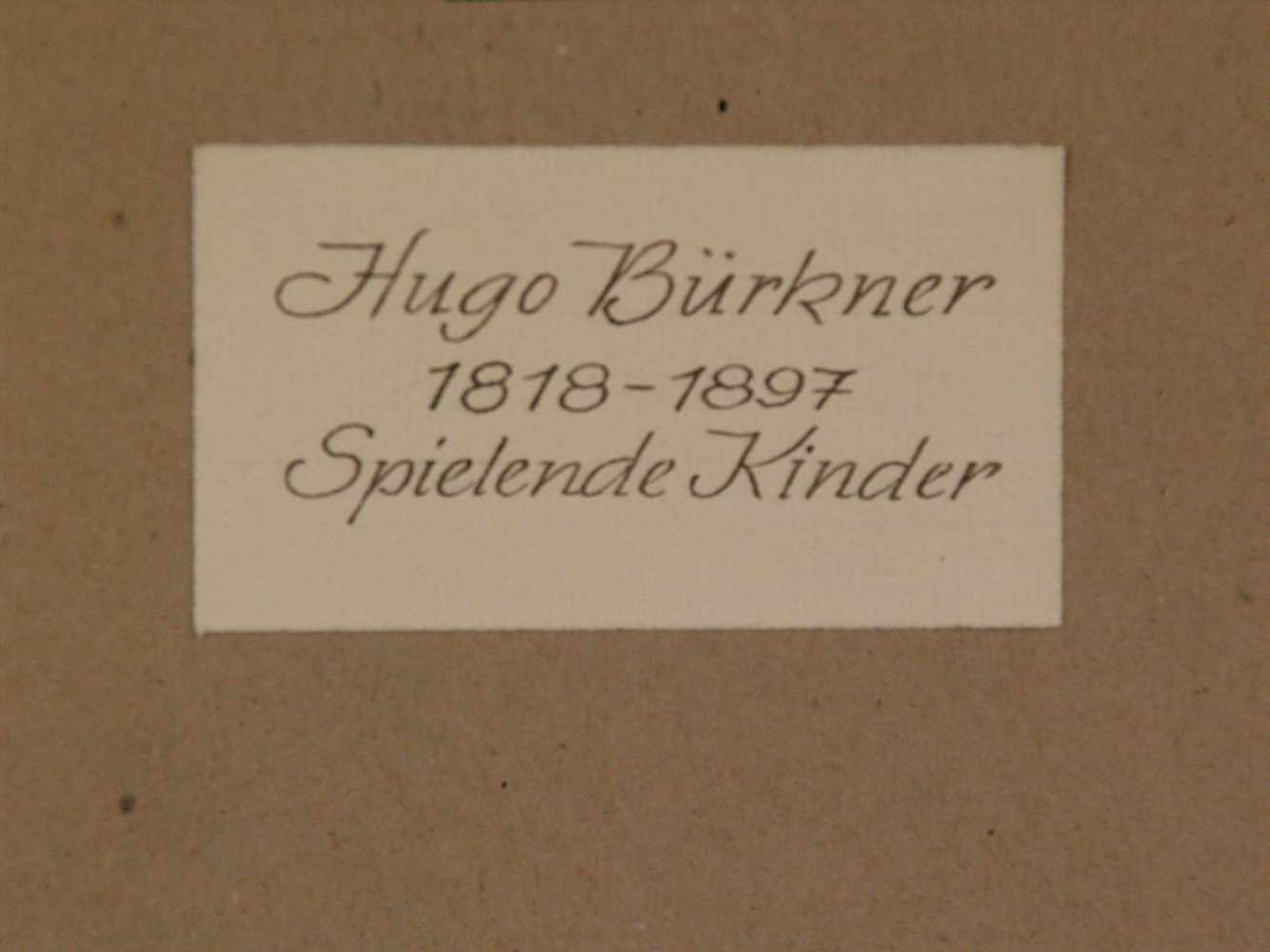 Bürkner, Hugo (1818 Dessau - 1897 Dresden) - "Spielende Kinder im blühenden Garten", Aquarell, links - Bild 5 aus 5